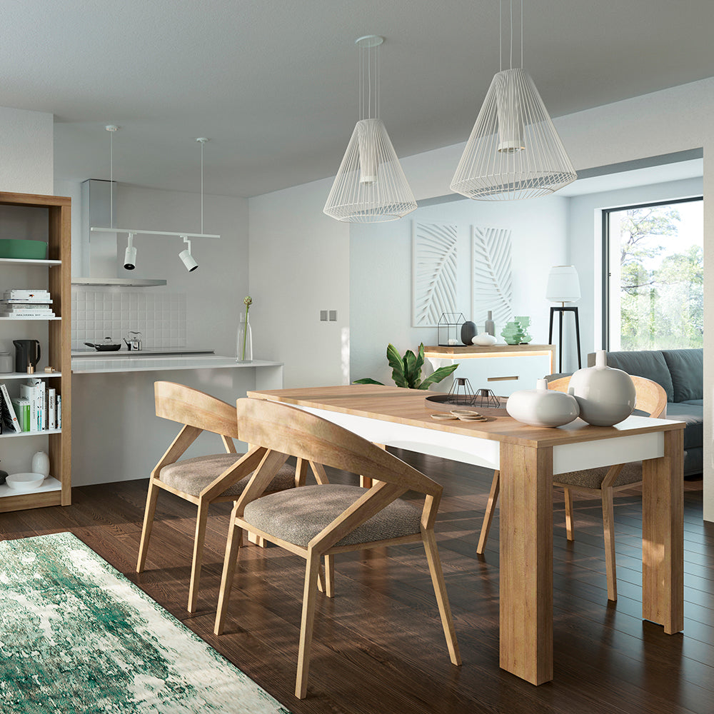 Lyon  Bookcase (RH) in Riviera Oak/White High Gloss