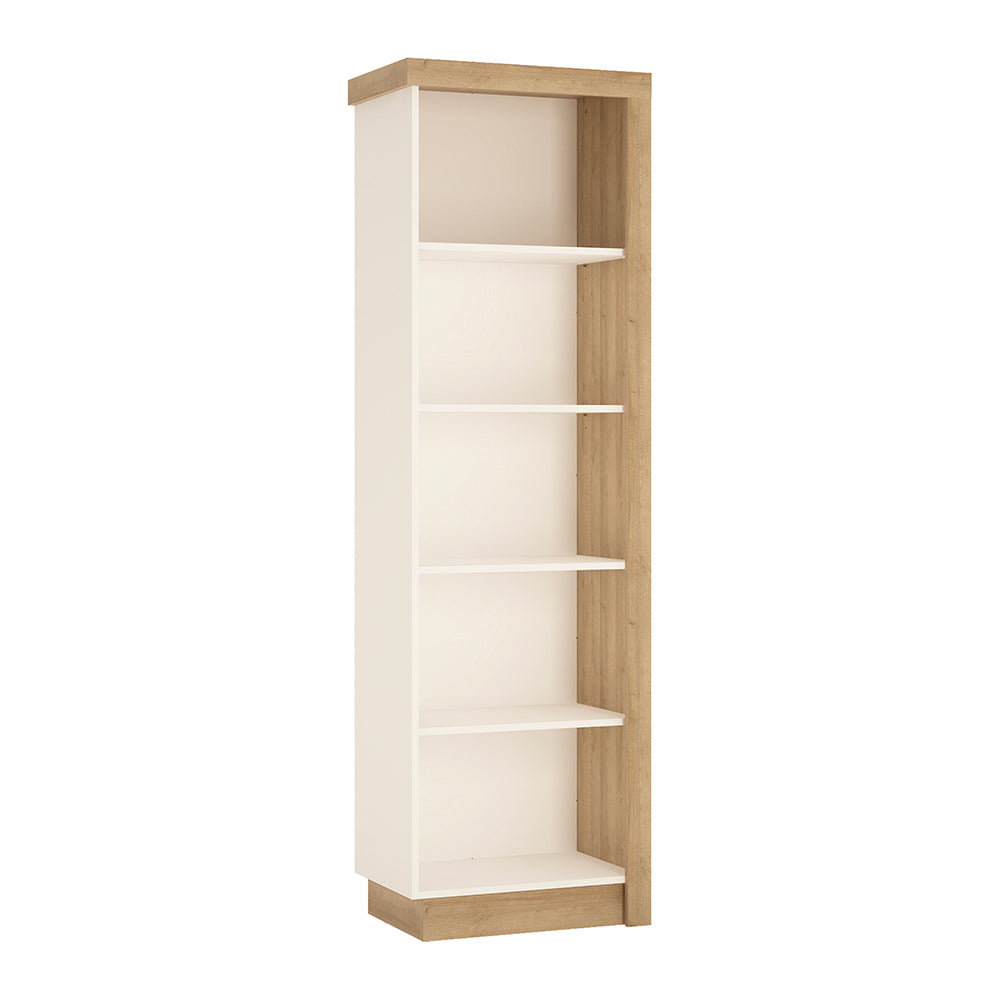 Lyon  Bookcase (LH) in Riviera Oak/White High Gloss
