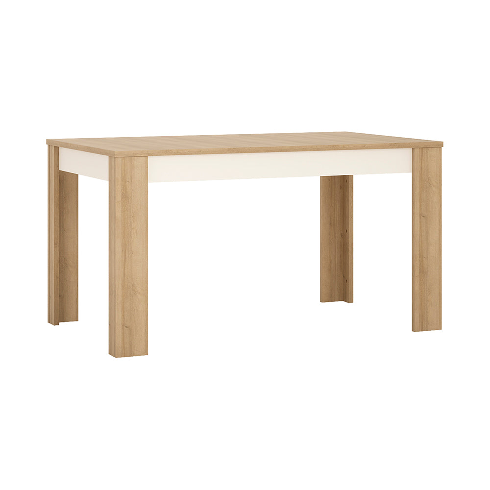 Lyon  Medium extending dining table 140/180 cm in Riviera Oak/White High Gloss
