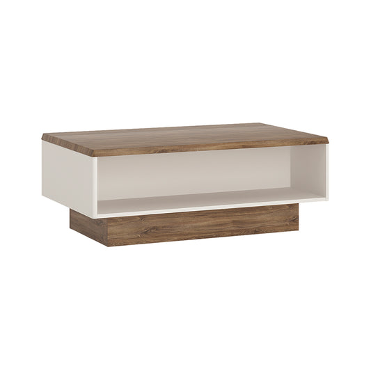 Toledo  wide coffee table in White and Oak