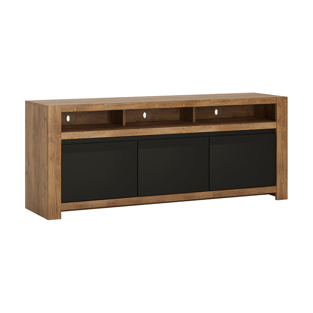 Havana  2 door 1 drawer TV unit in Lefkas Oak with matte black fronts