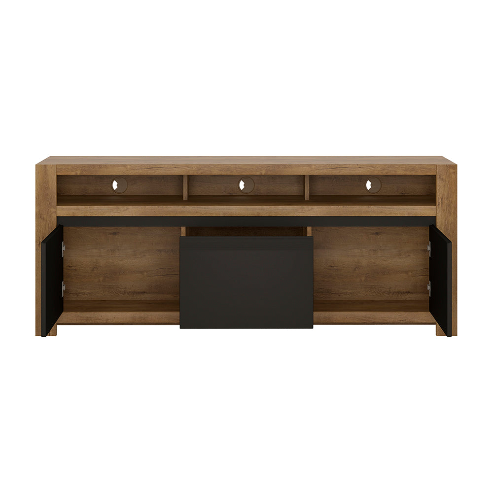 Havana  2 door 1 drawer TV unit in Lefkas Oak with matte black fronts