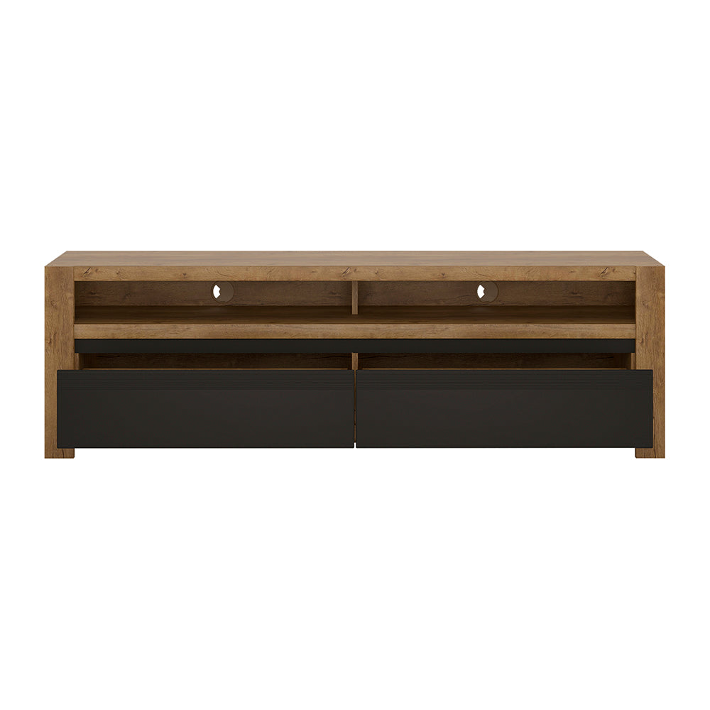 Havana  2 drawer TV unit in Lefkas Oak with matte black fronts