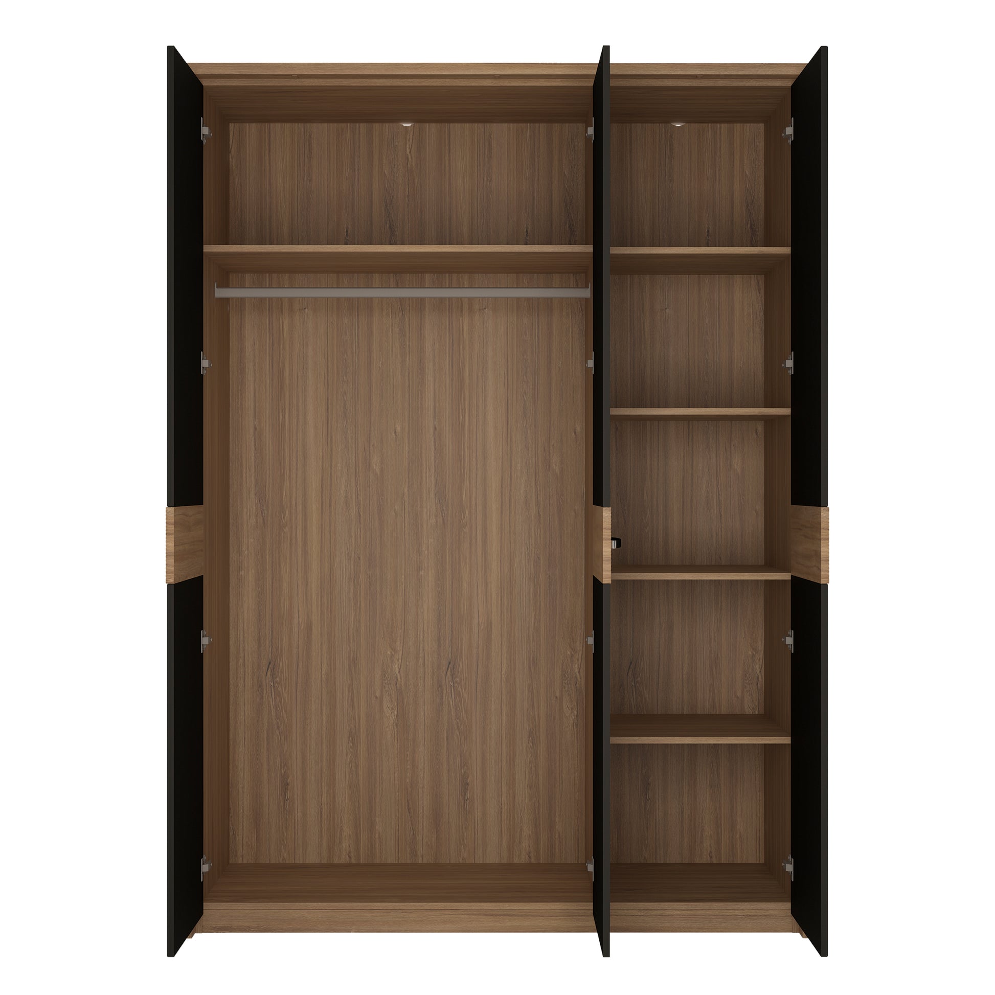 Monaco  3 door wardrobe with mirror door in Oak and Black