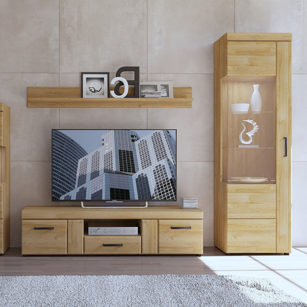 Cortina  Tall glazed display cabinet (LH) in Grandson Oak