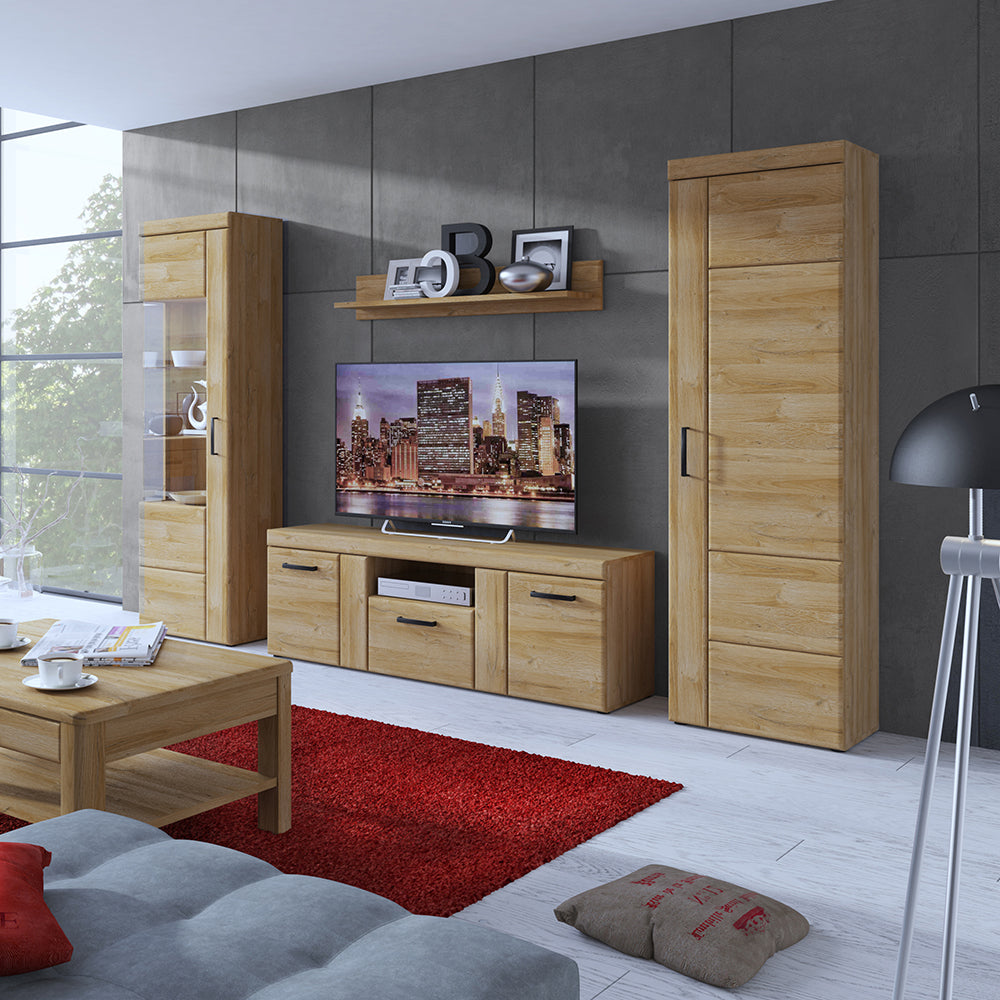 Cortina  Tall glazed display cabinet (LH) in Grandson Oak