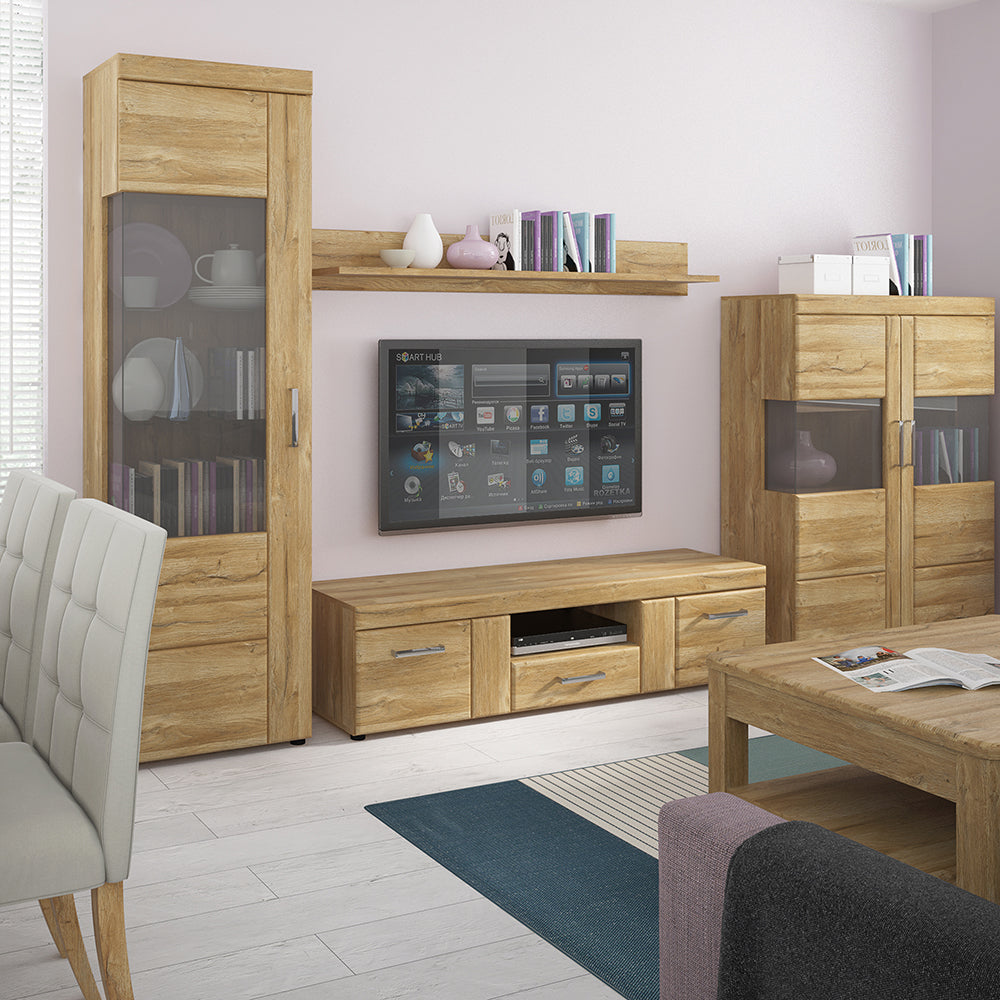 Cortina  Tall glazed display cabinet (LH) in Grandson Oak
