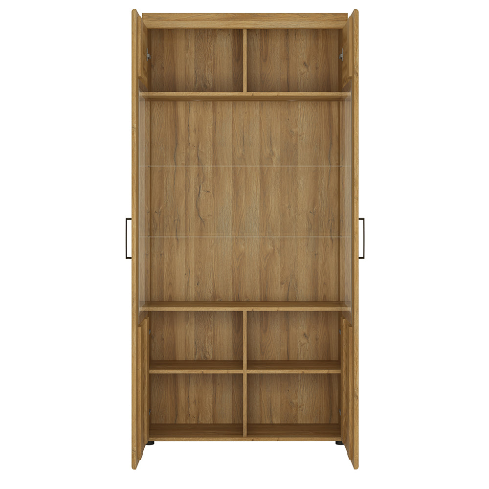 Cortina  Tall wide 2 door glazed display cabinet in Grandson Oak