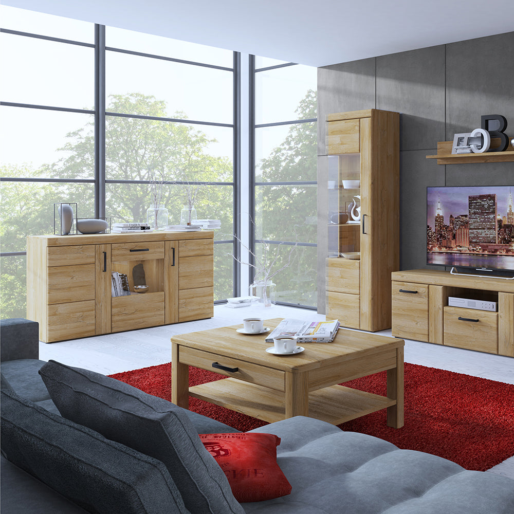 Cortina  3 door glazed sideboard in Grandson Oak