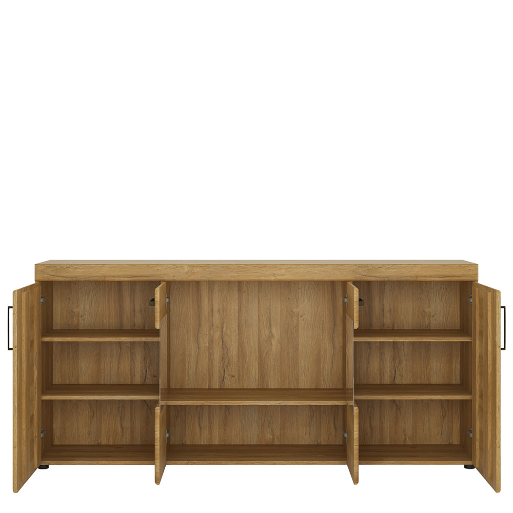 Cortina  4 door wide glazed sideboard in Grandson Oak