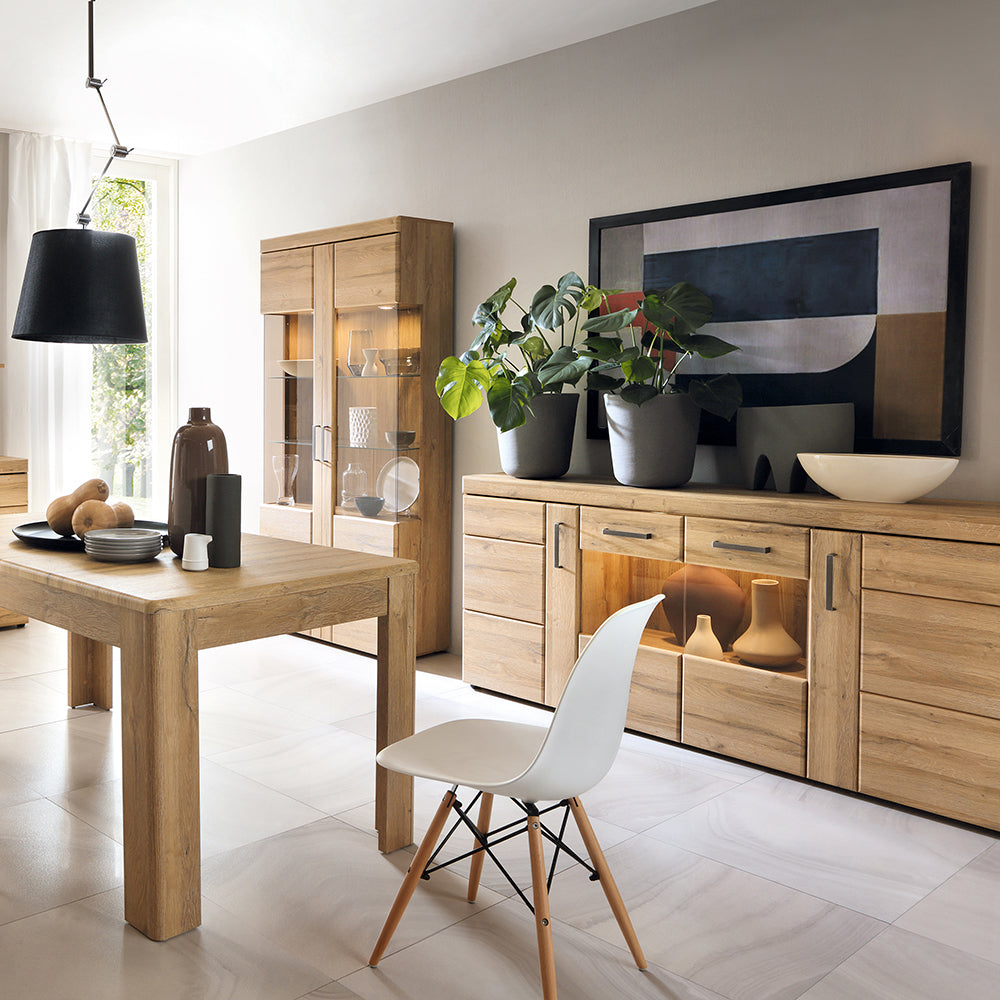Cortina  4 door wide glazed sideboard in Grandson Oak