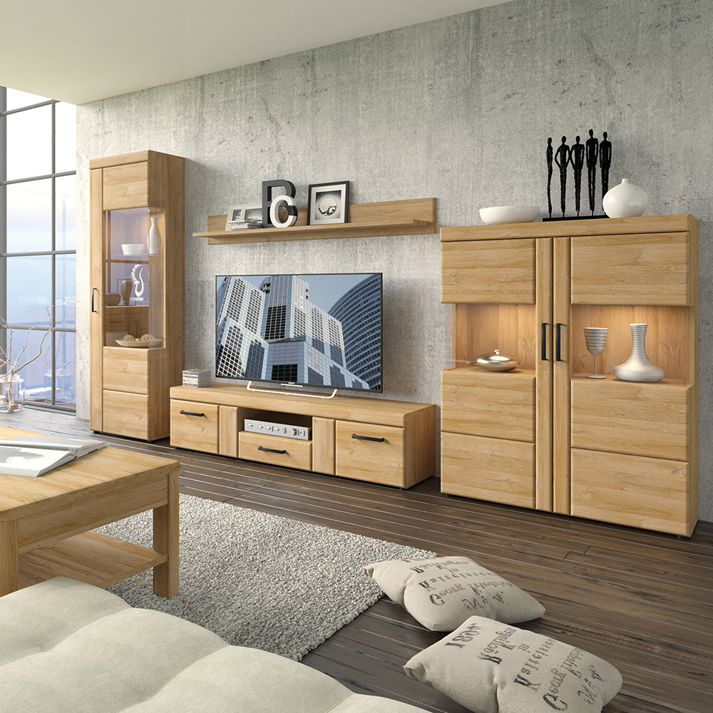 Cortina  2 door 1 drawer wide TV cabinet in Grandson Oak
