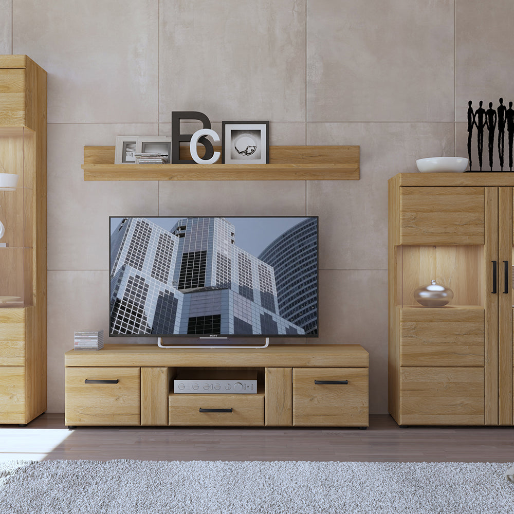 Cortina  2 door 1 drawer wide TV cabinet in Grandson Oak
