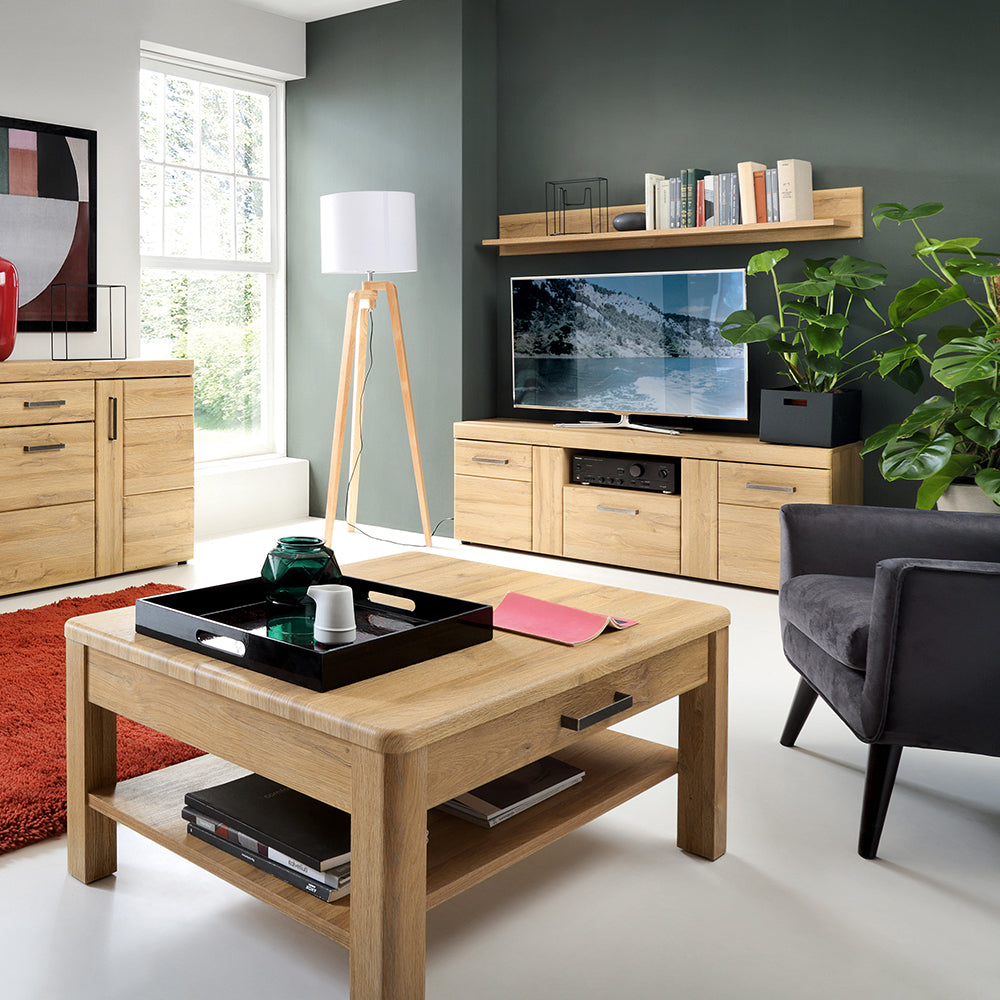 Cortina  2 door 1 drawer tall TV cabinet in Grandson Oak