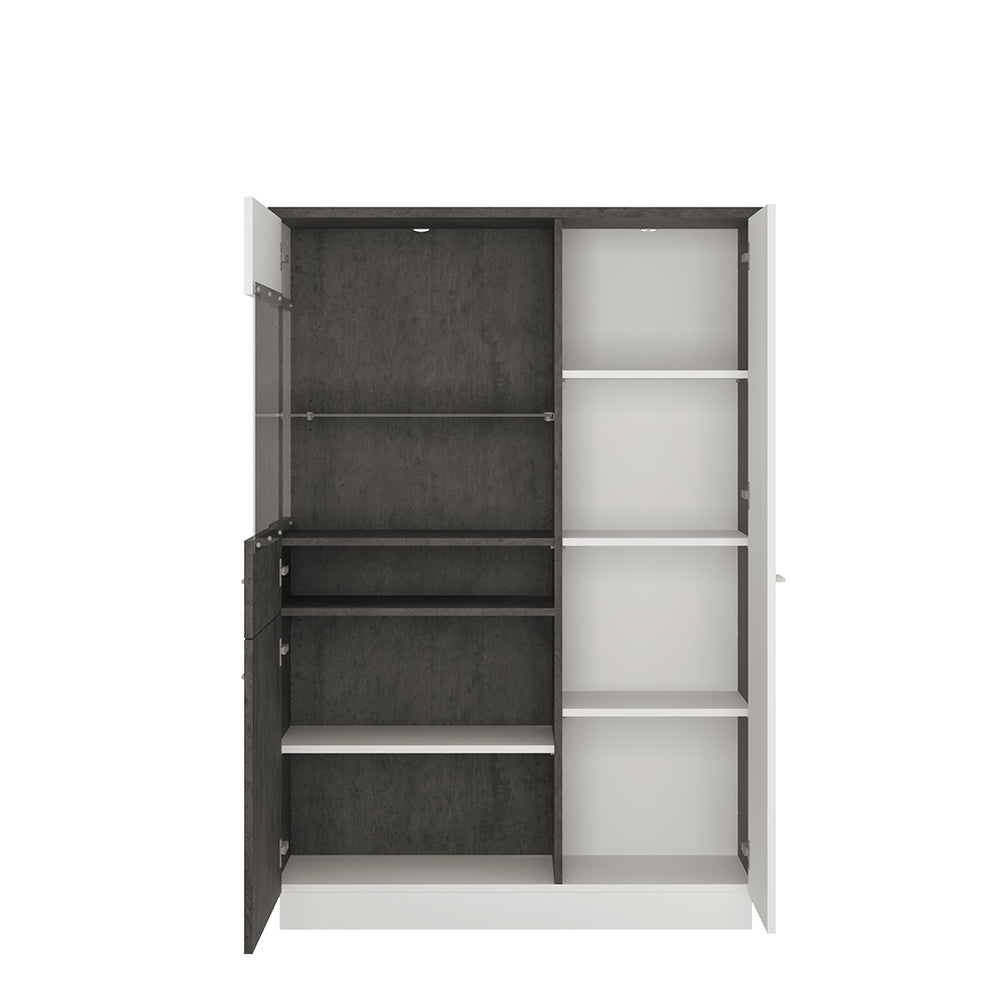 Zingaro  Low display cabinet (LH) in Grey and White