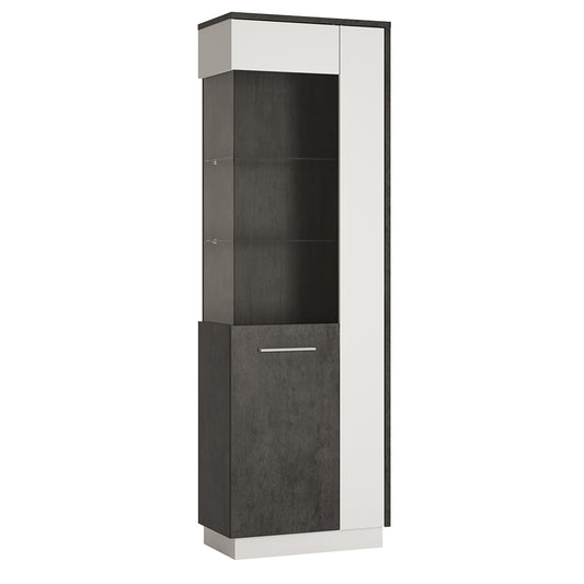 Zingaro  Tall Glazed display cabinet (LH) in Grey and White