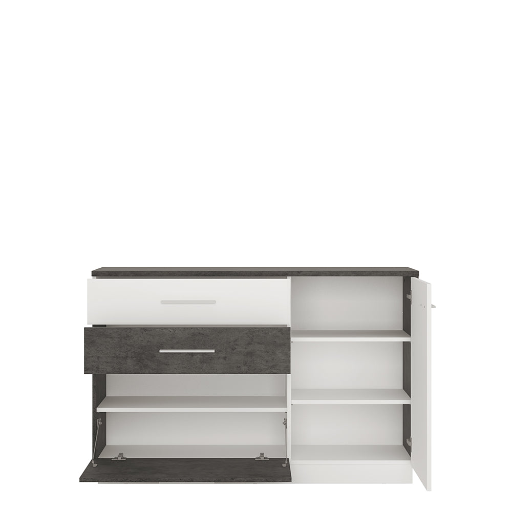 Zingaro  1 door 2 drawer 1 compartment sideboard in Grey and White