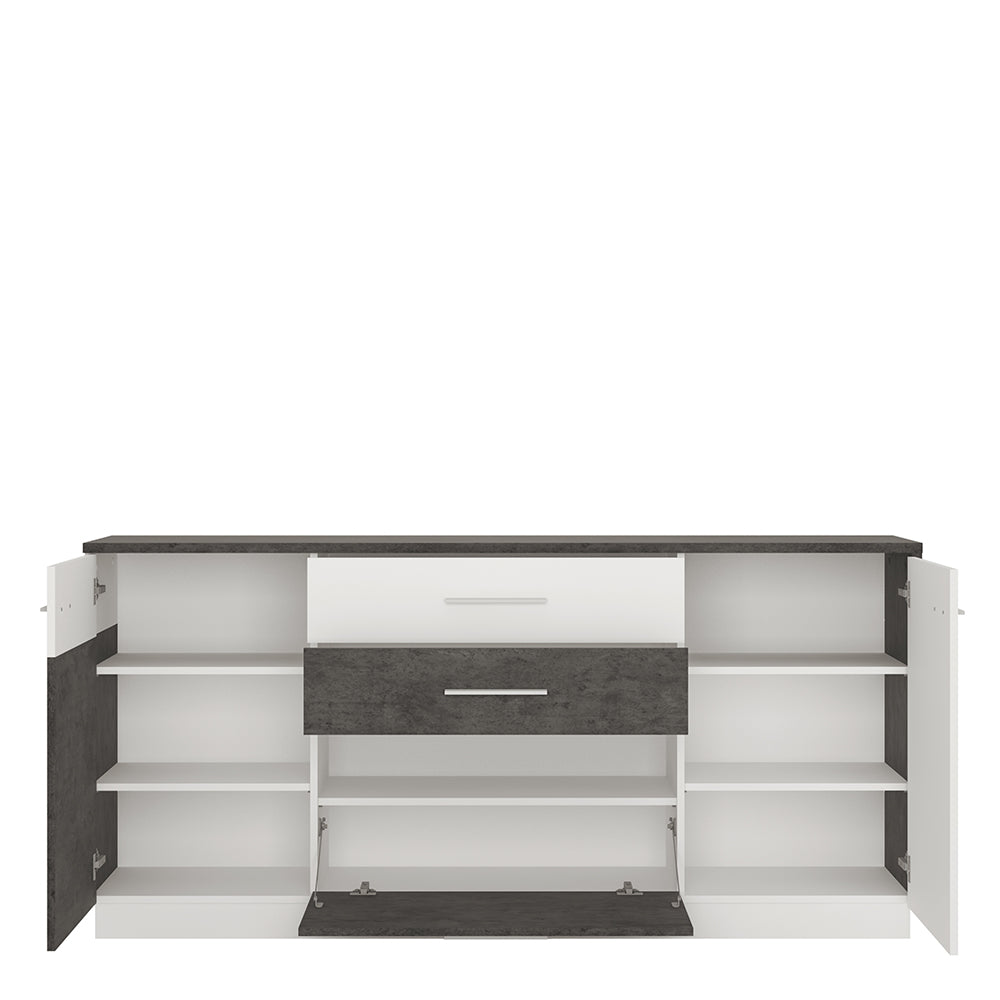 Zingaro  2 door 2 drawer 1 compartment sideboard in Grey and White
