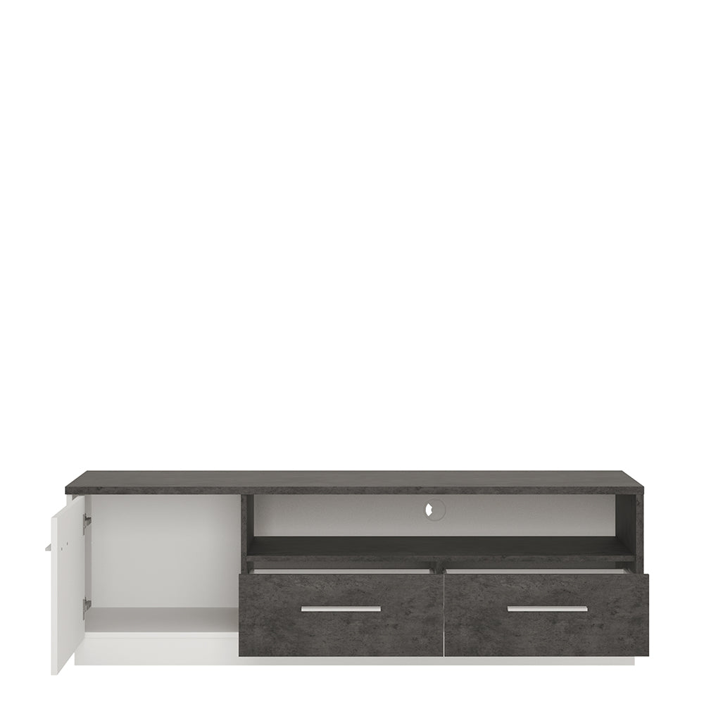 Zingaro  1 door 2 drawer wide TV cabinet in Grey and White