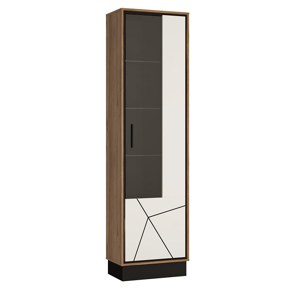 Brolo  Tall glazed display cabinet (RH) White, Black, and dark wood