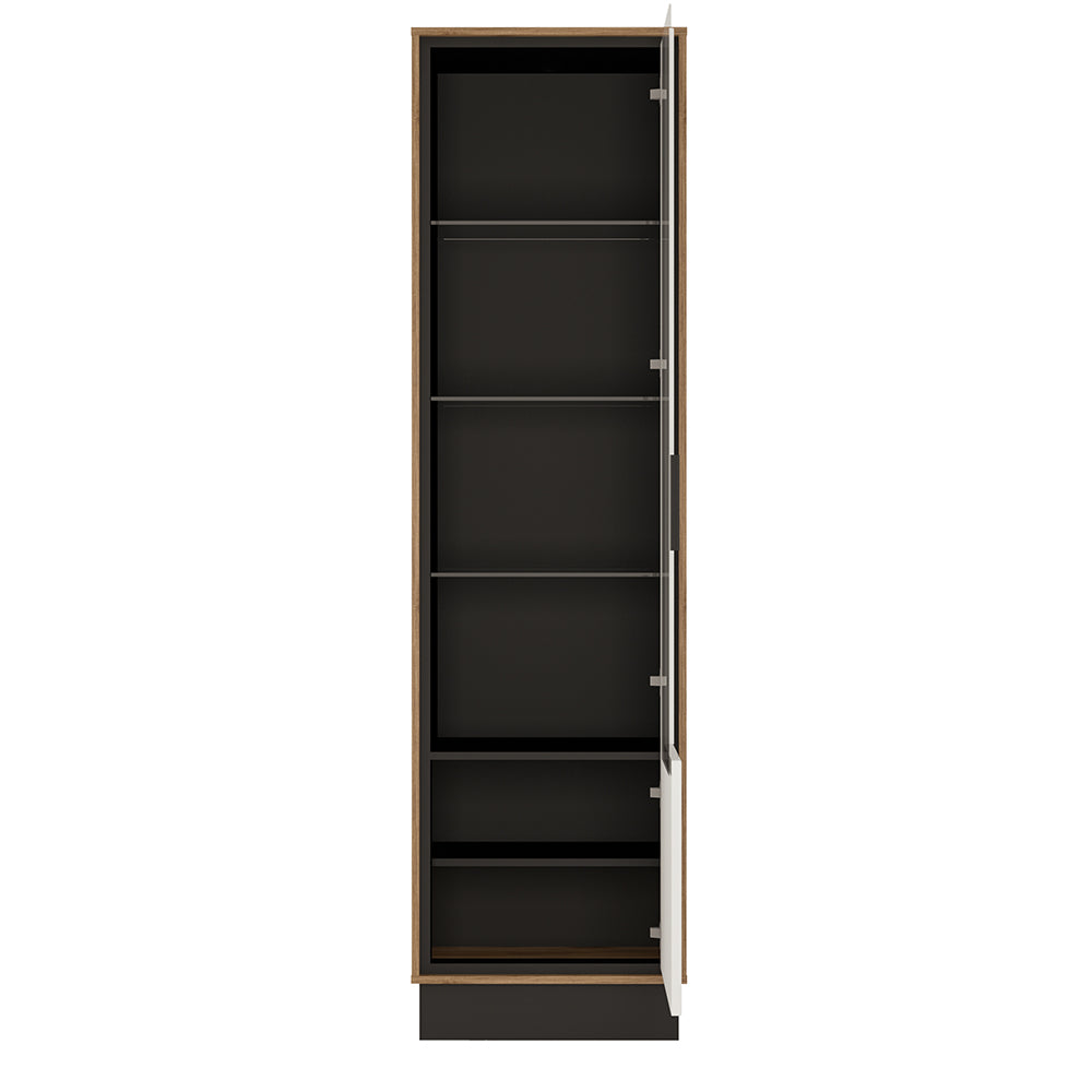 Brolo  Tall glazed display cabinet (RH) White, Black, and dark wood