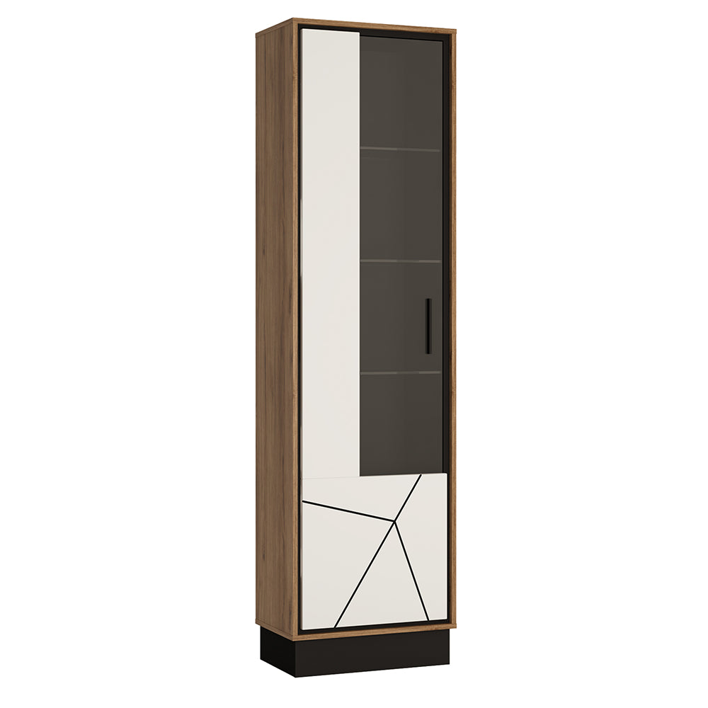 Brolo  Tall glazed display cabinet (LH) White, Black, and dark wood
