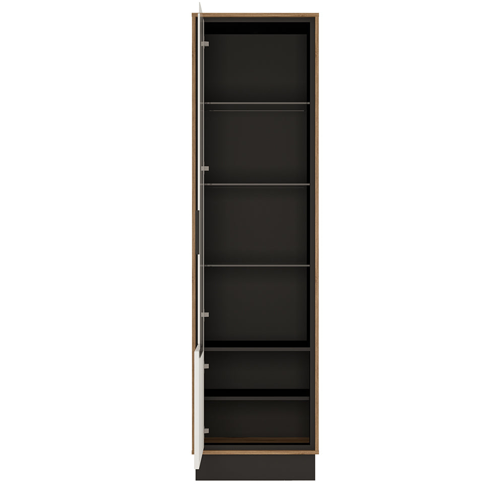 Brolo  Tall glazed display cabinet (LH) White, Black, and dark wood