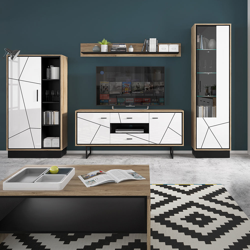 Brolo  2 door 2 drawer TV unit in Walnut and White