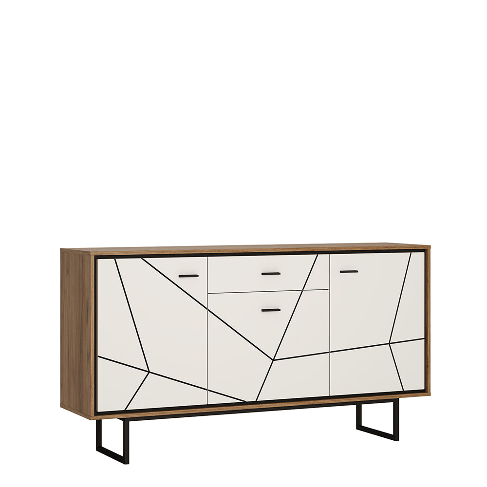 Brolo  3 door 1 drawer sideboard White, Black, and dark wood