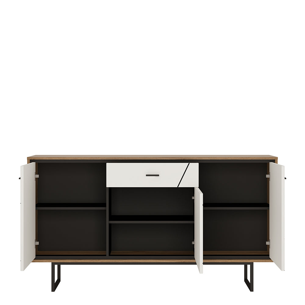 Brolo  3 door 1 drawer sideboard White, Black, and dark wood