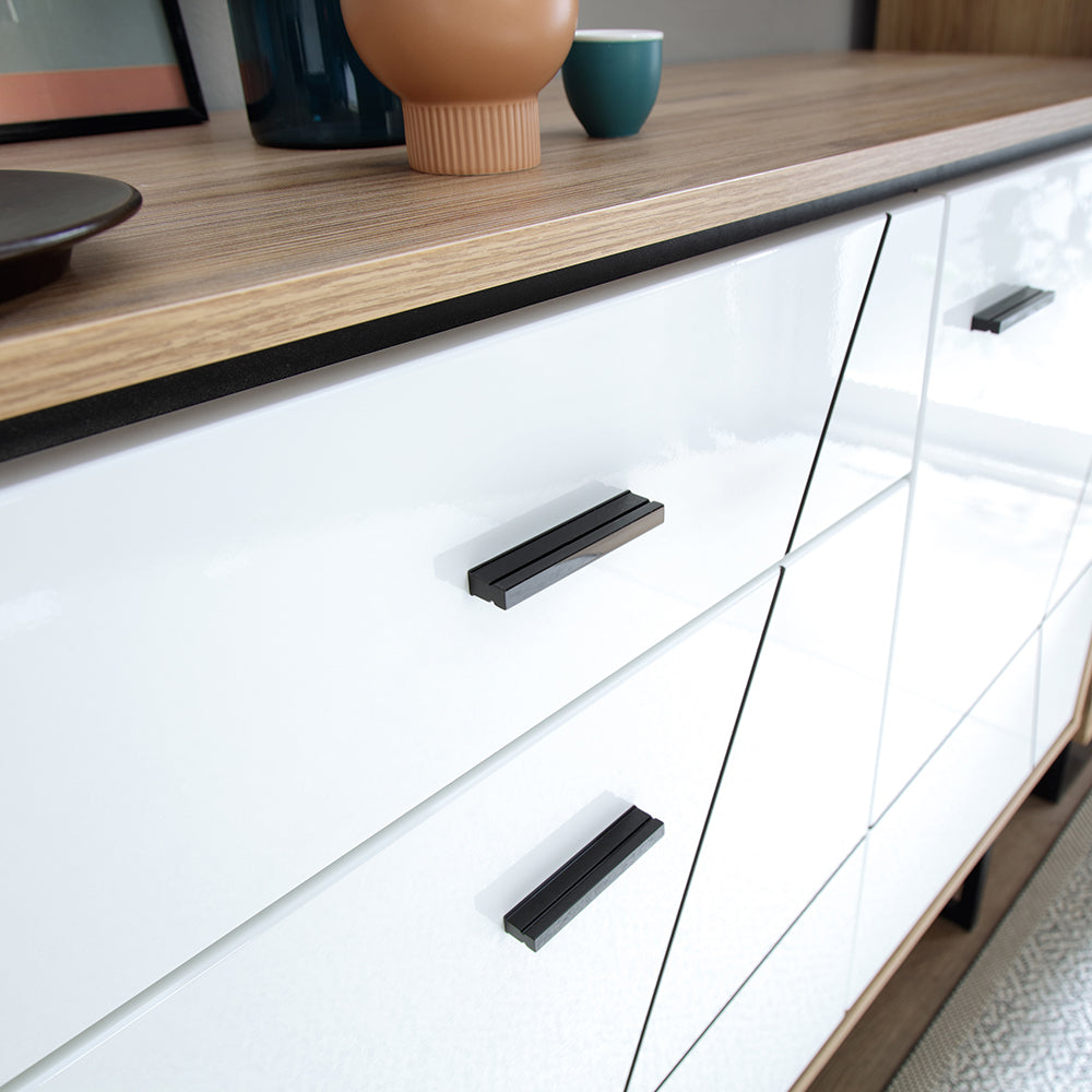 Brolo  3 door 1 drawer sideboard White, Black, and dark wood