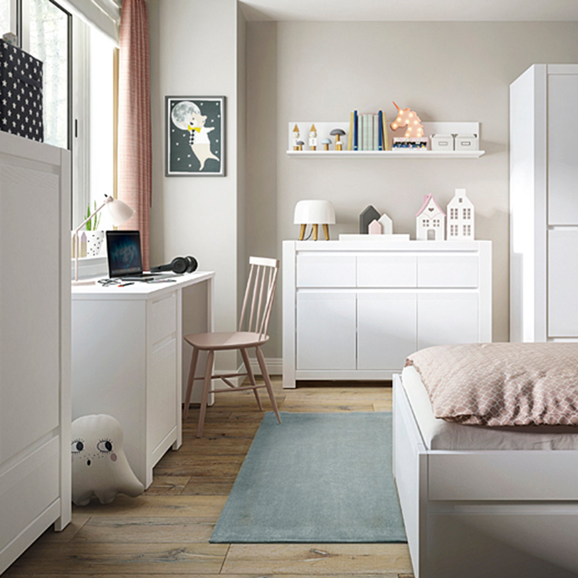 Novi  1 Door 1 Drawer Desk in Alpine White
