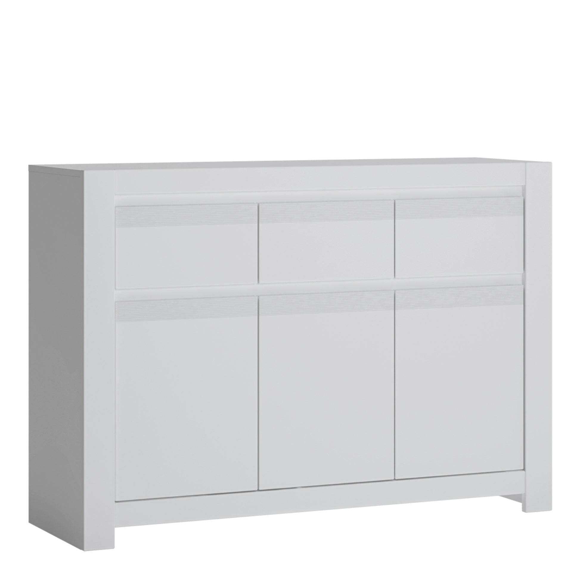 Novi  3 Door 3 Drawer Cabinet in Alpine White