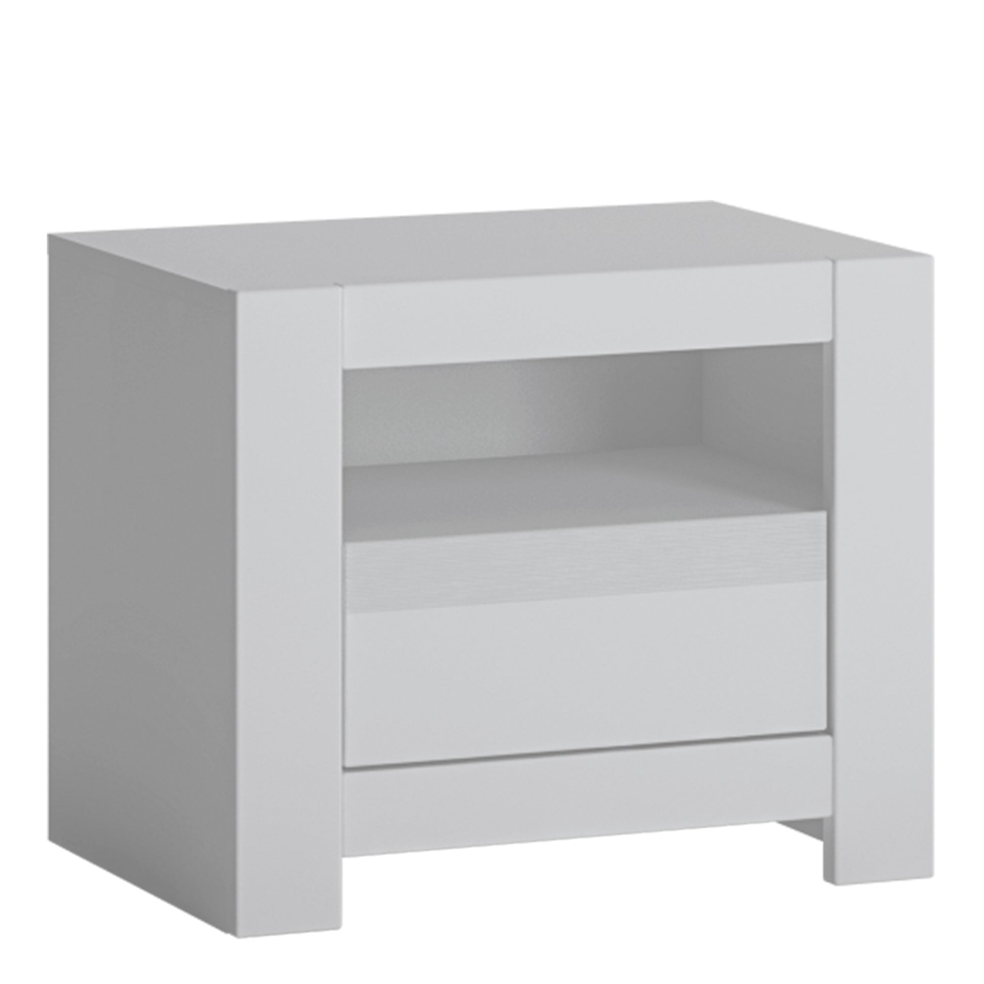 Novi  1 Drawer Bedside Table in Alpine White
