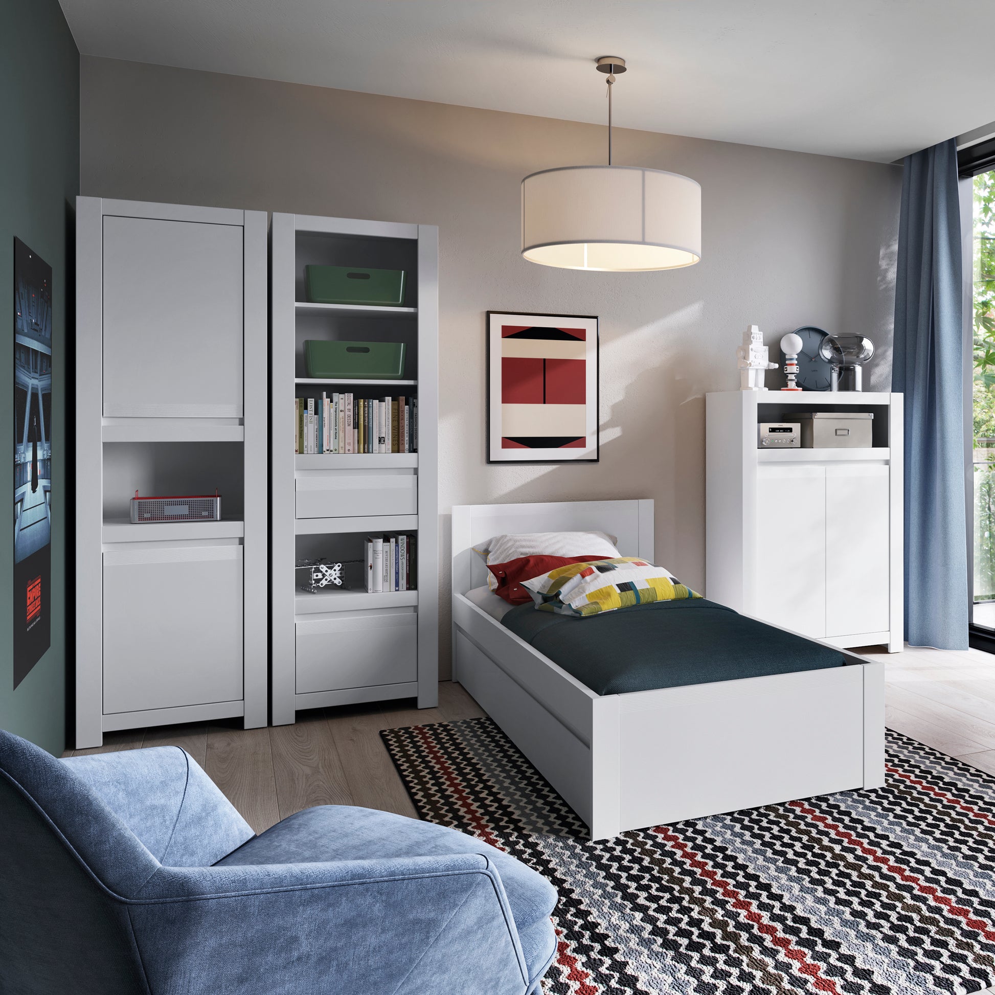 Novi  2 Drawer Bookcase in Alpine White