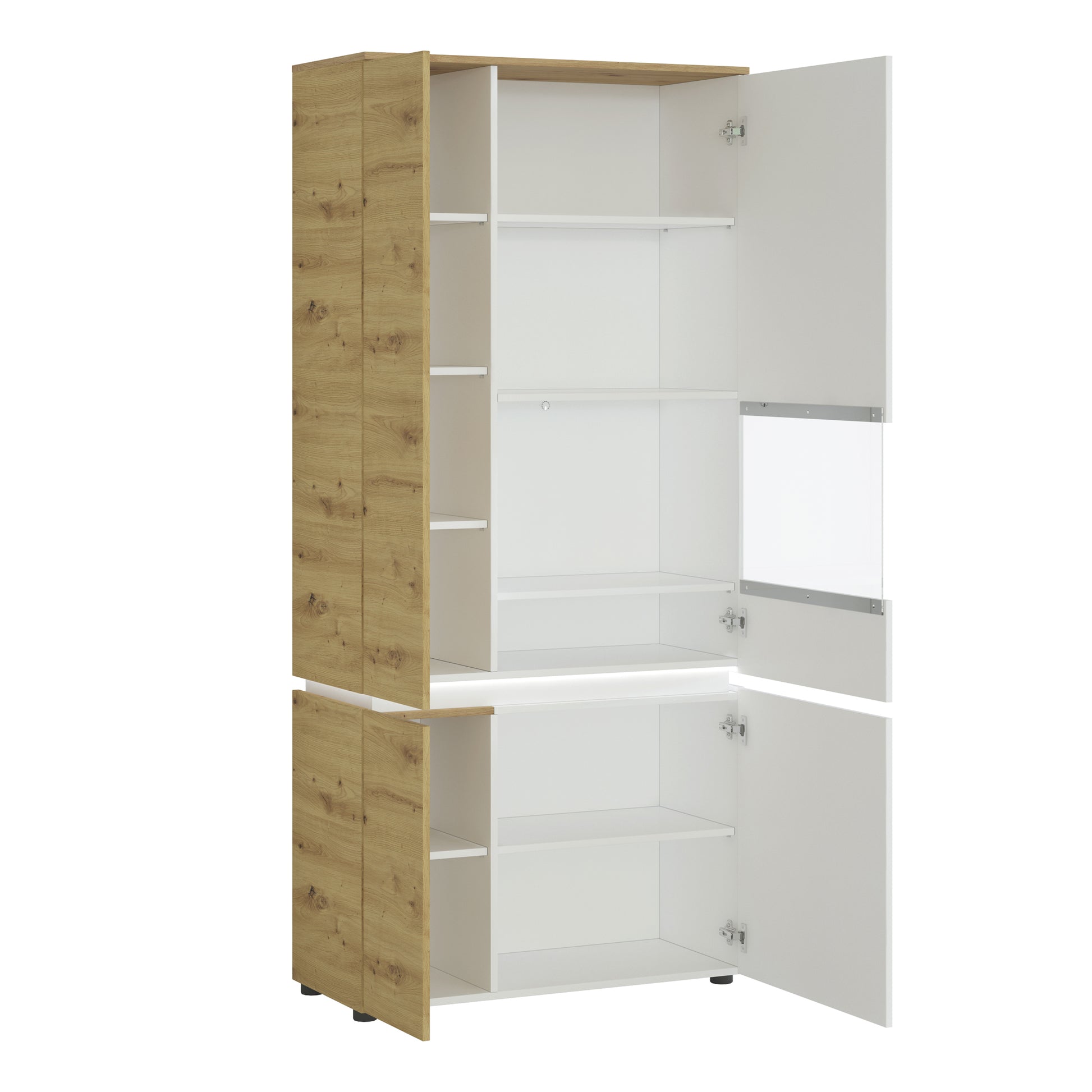 Luci Bright Luci 4 door tall display cabinet RH (including LED lighting) in White and Oak