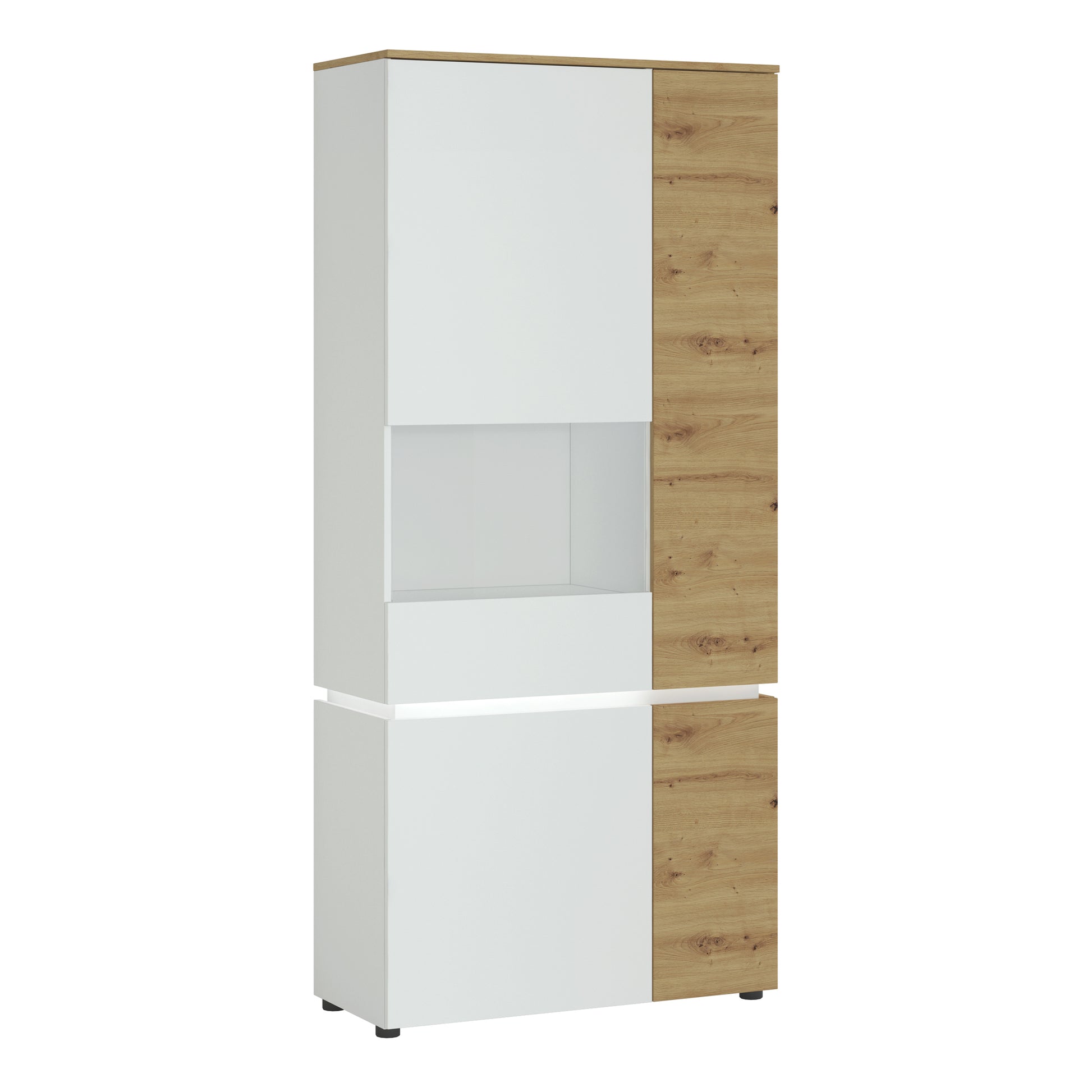 Luci Bright Luci 4 door tall display cabinet LH (including LED lighting) in White and Oak