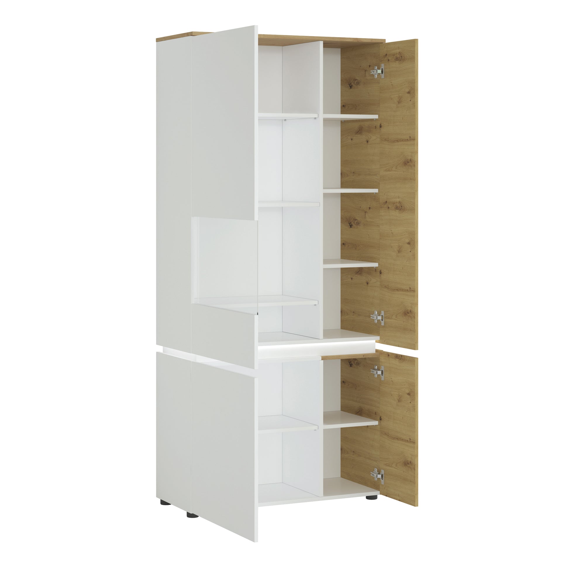 Luci Bright Luci 4 door tall display cabinet LH (including LED lighting) in White and Oak