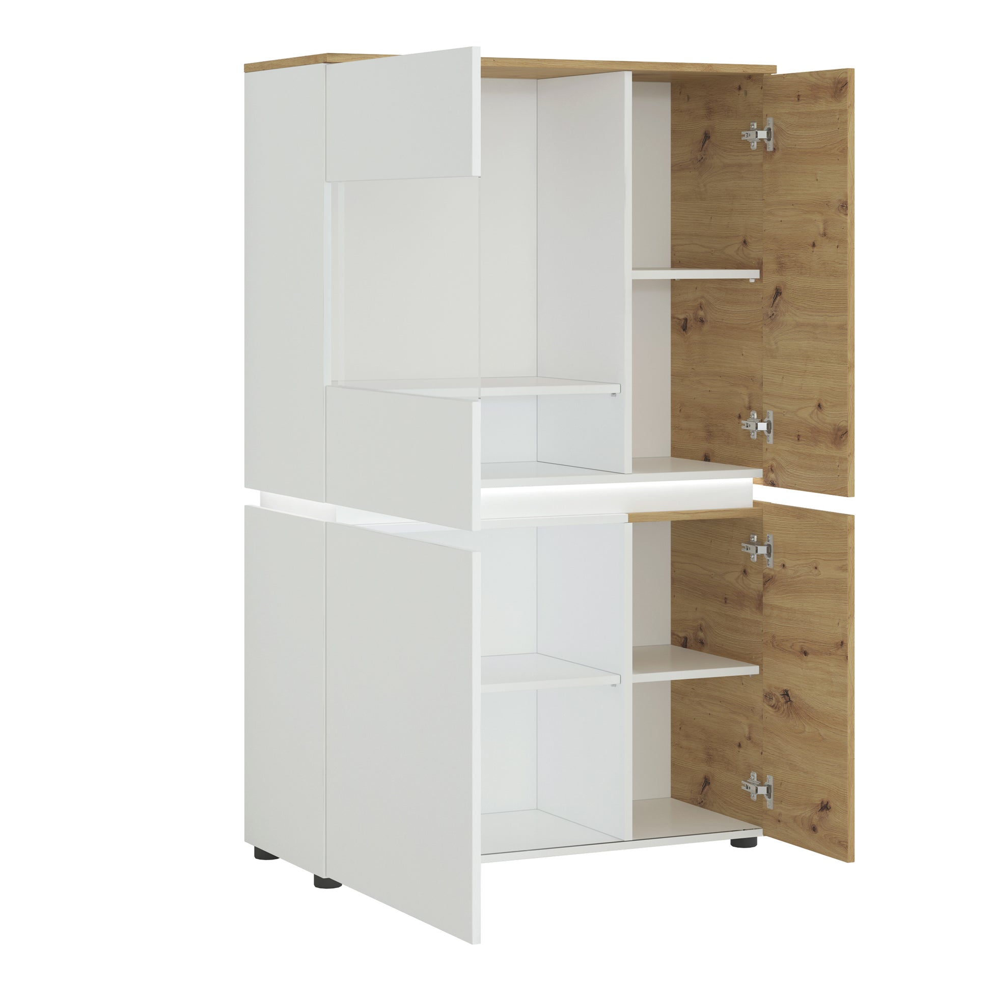 Luci Bright Luci 4 door low display cabinet (including LED lighting) in White and Oak