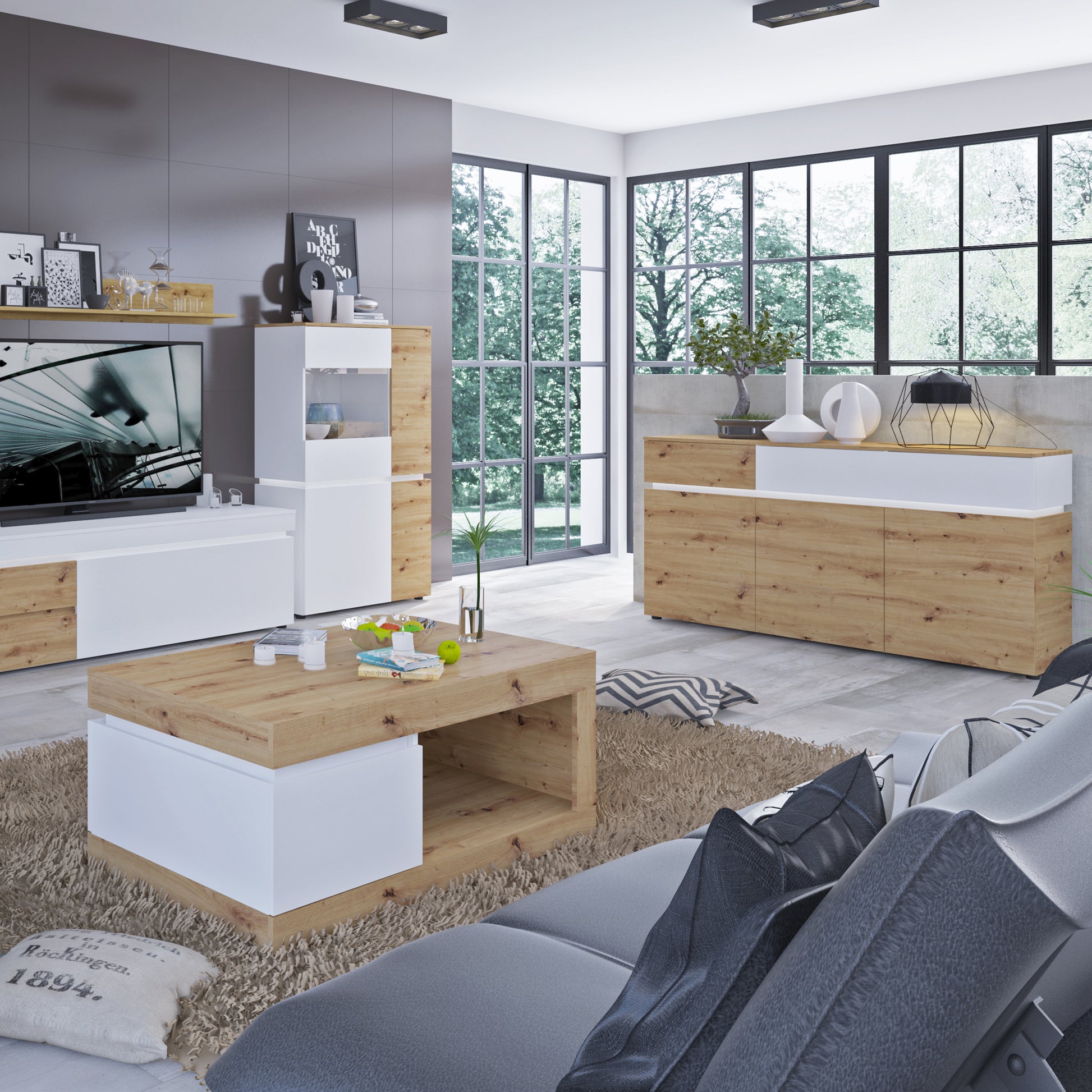 Luci Bright Luci 4 door low display cabinet (including LED lighting) in White and Oak