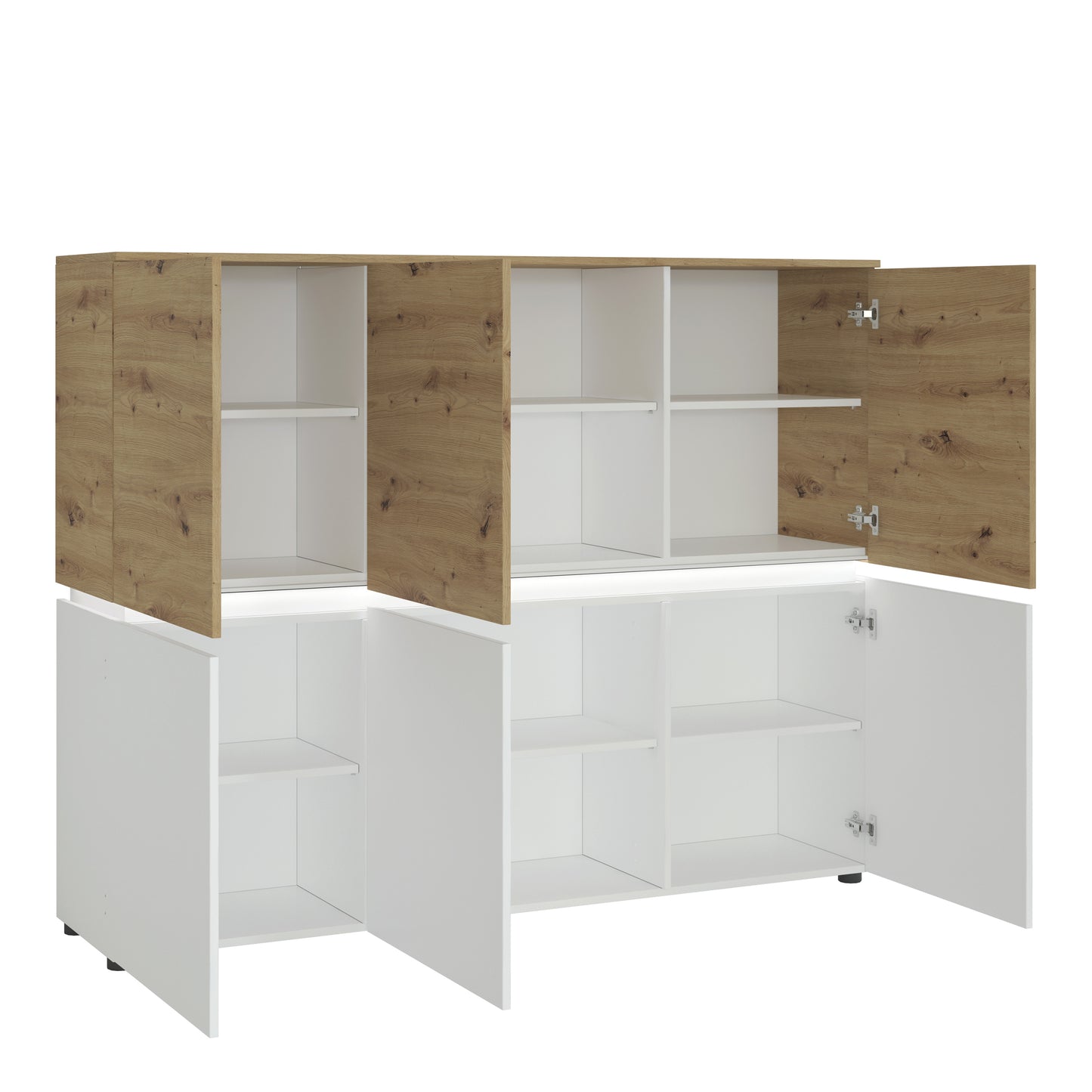 Luci Bright Luci 6 door cabinet (including LED lighting) in White and Oak