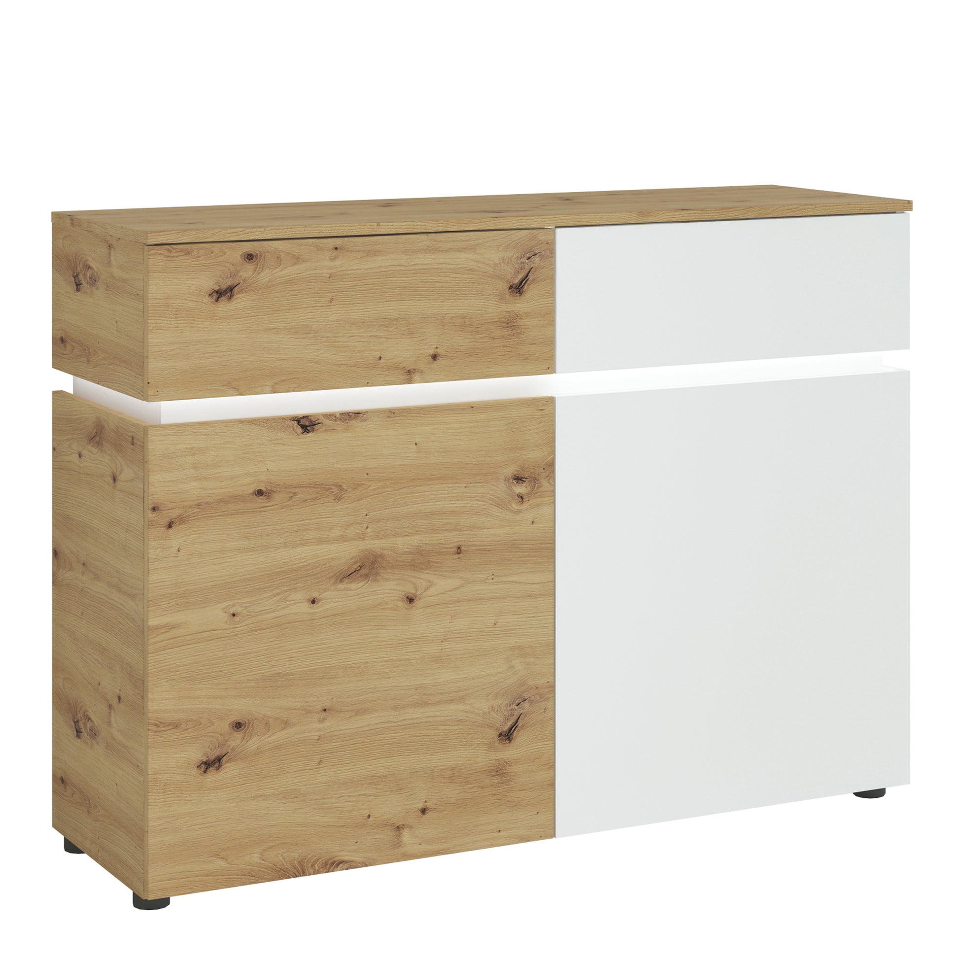 Luci Bright Luci 2 door 2 drawer cabinet (including LED lighting) in White and Oak