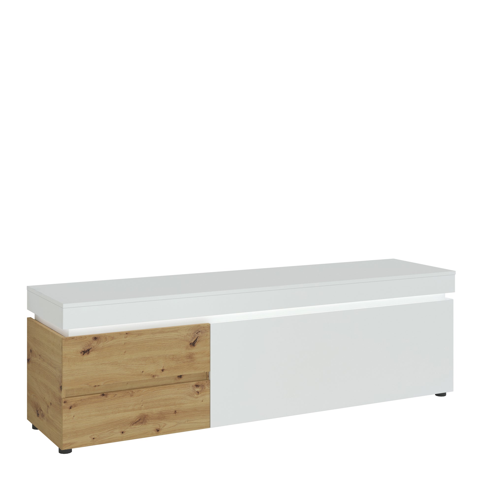 Luci Bright Luci 1 door 2 drawer 180 cm wide TV unit (including LED lighting) in White and Oak