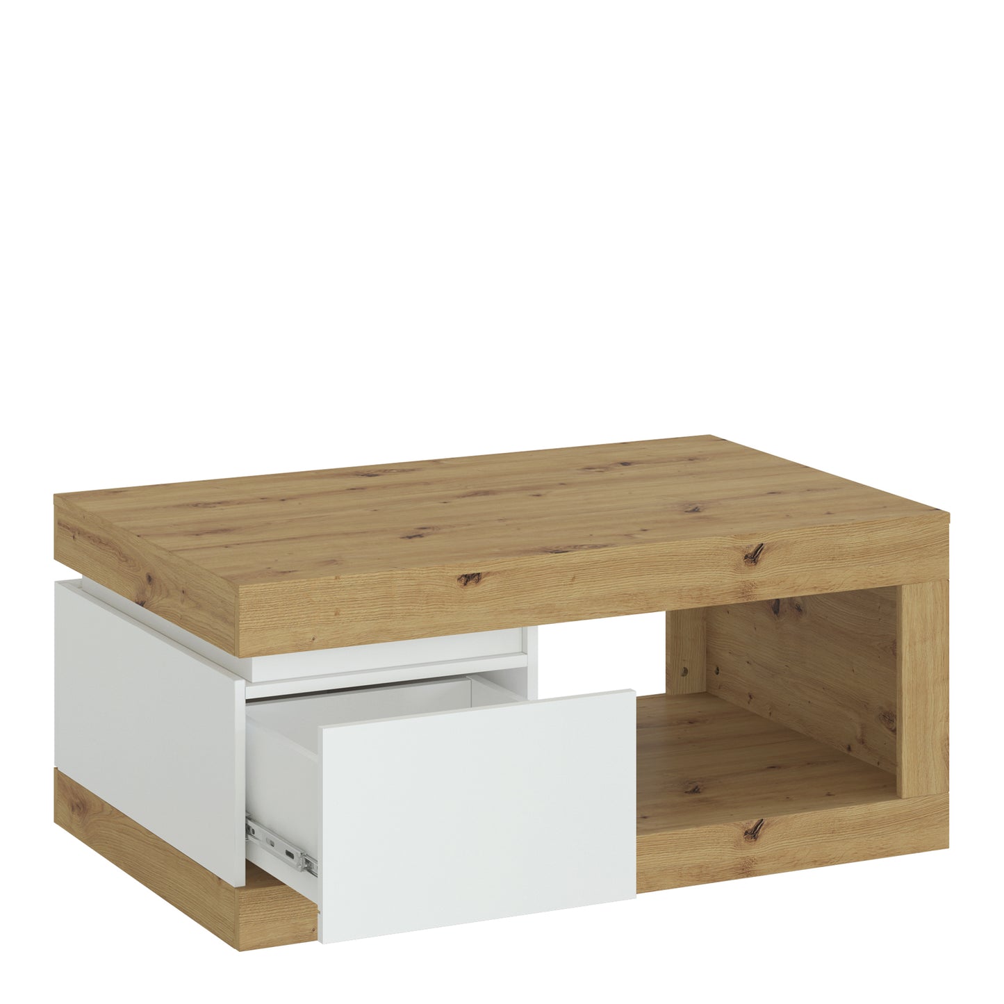 Luci Bright Luci 1 drawer coffee table in White and Oak