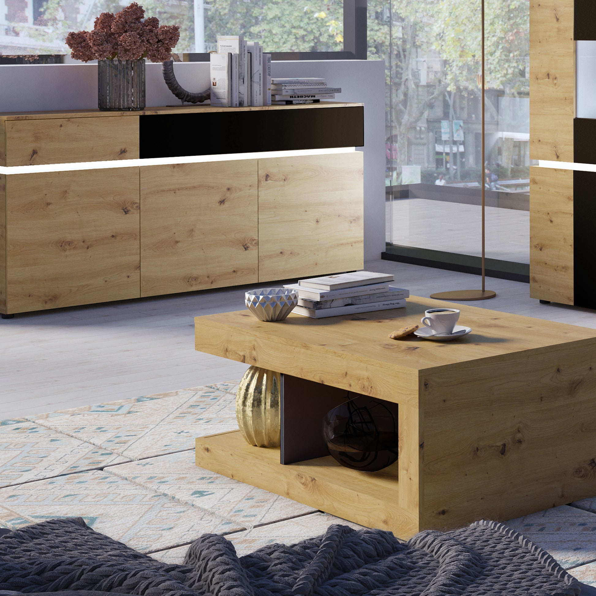 Luci Bright Luci Coffee table in White, Oak and Platinum