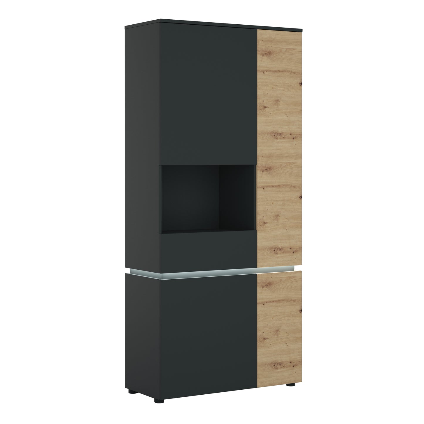 Luci Dark Luci 4 door tall display cabinet LH (including LED lighting) in Platinum and Oak