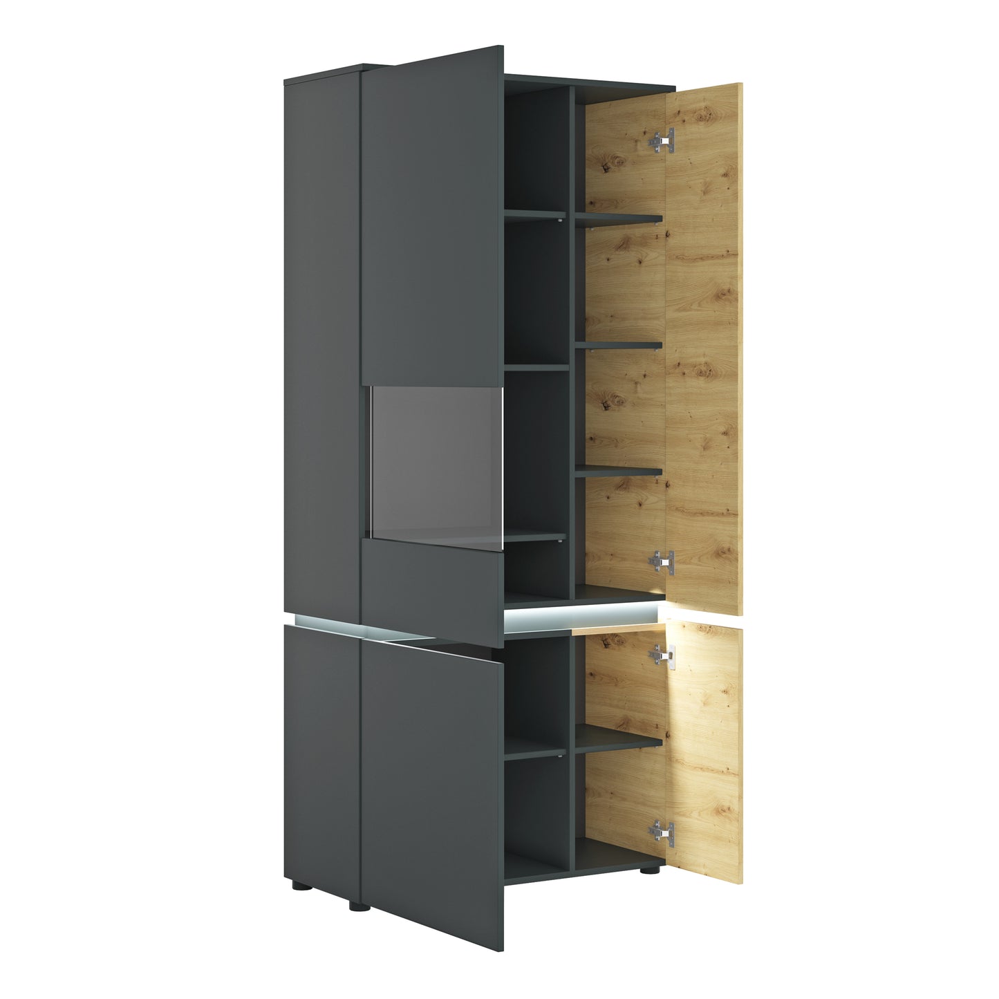 Luci Dark Luci 4 door tall display cabinet LH (including LED lighting) in Platinum and Oak