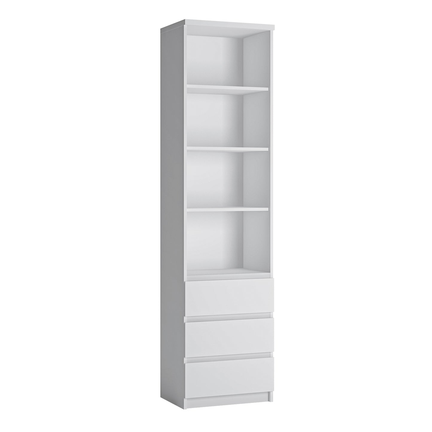 Fribo White Fribo Tall narrow 3 drawer bookcase in White