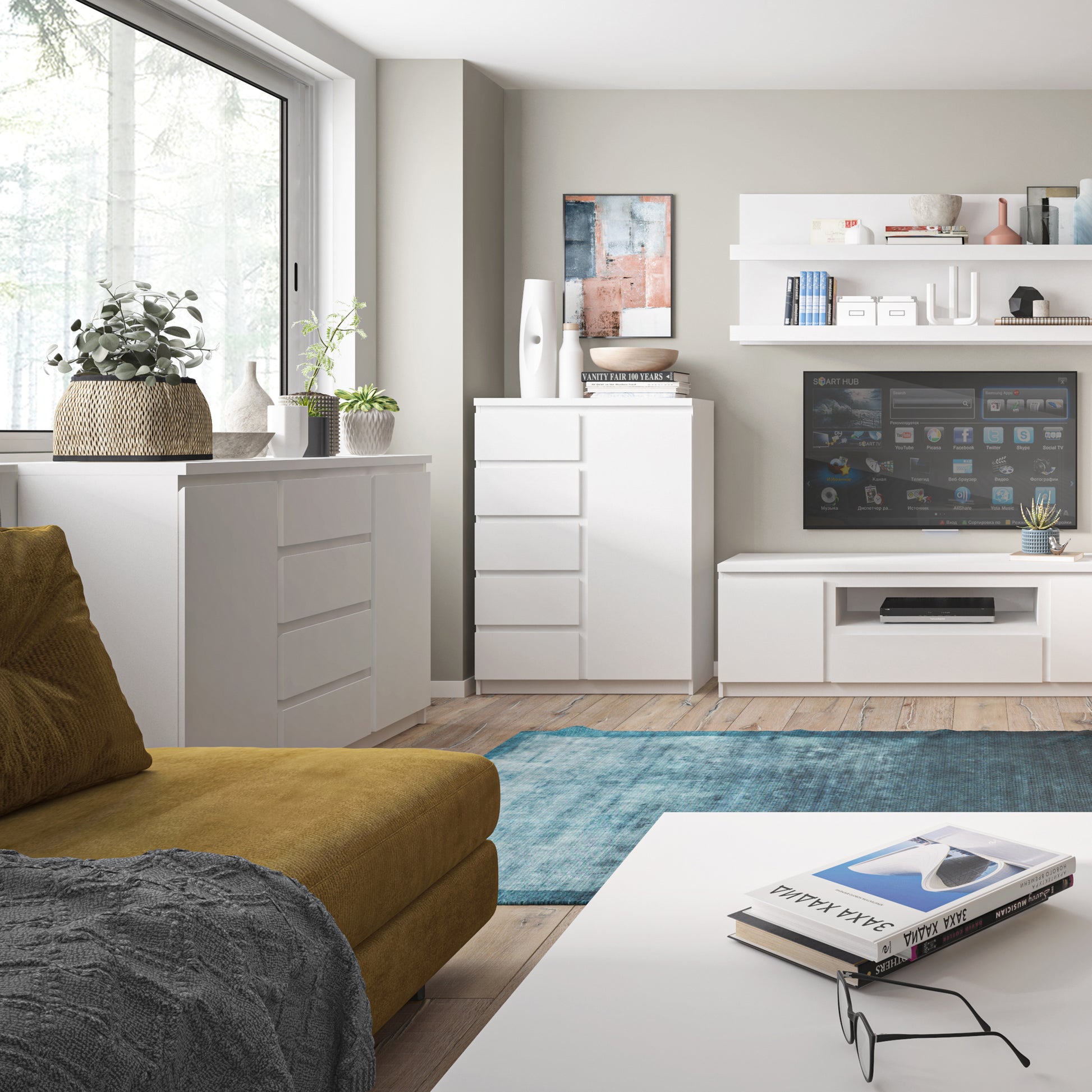Fribo White Fribo 2 door 4 drawer sideboard in White