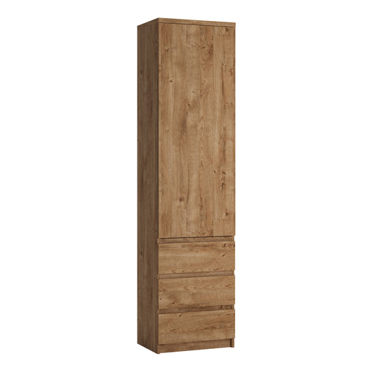 Fribo Oak Fribo Tall narrow 1 door 3 drawer cupboard in Oak